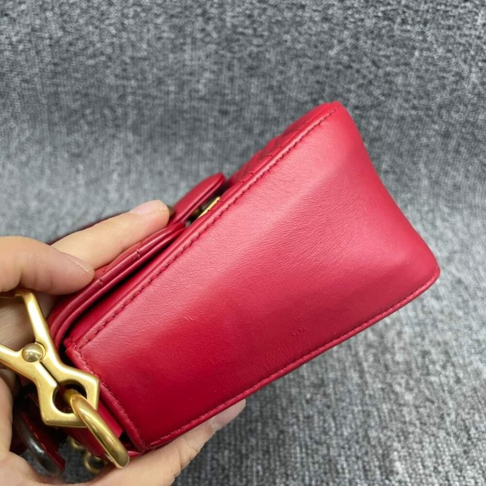 100% Authentic Gucci Marmont Mini Leather Shoulder Bag - Picture 7 of 16